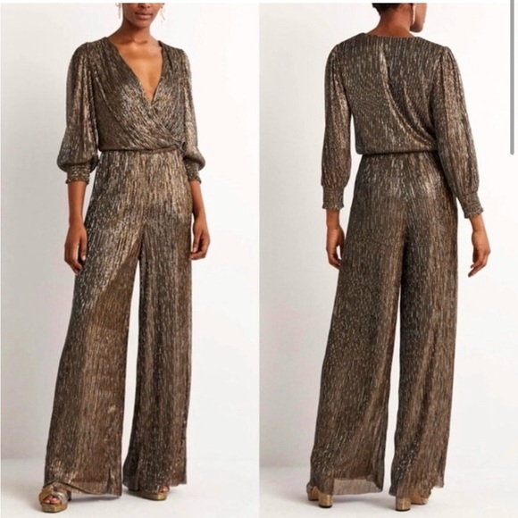 Boden Pants - boden metallic plisse palazzo jumpsuit size 4P new without tags
